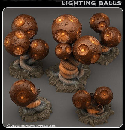 3D Printed Fantastic Plants and Rocks Lighting Balls 28mm - 32mm D&D Wargaming