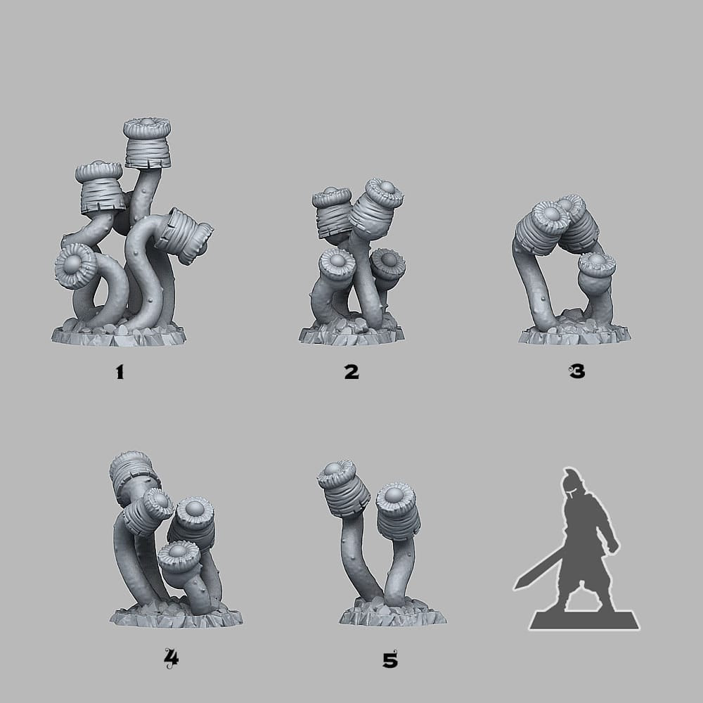 3D Printed Fantastic Plants and Rocks Luminous Plants 28mm - 32mm D&D Wargaming