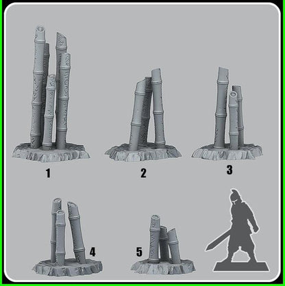 3D Printed Fantastic Plants and Rocks Magic Bamboo Groves 28mm - 32mm D&D Wargaming