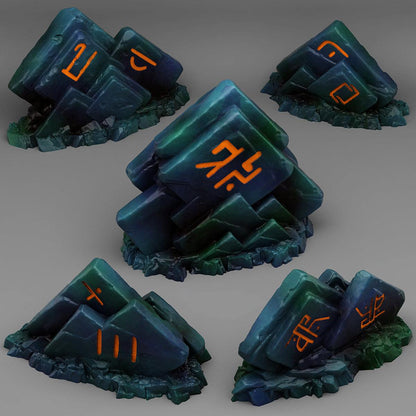 3D Printed Fantastic Plants and Rocks Magic Square Rocks 28mm - 32mm D&D Wargaming