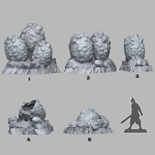 3D Printed Fantastic Plants and Rocks Magma Dragon Eggs 28mm - 32mm D&D Wargaming