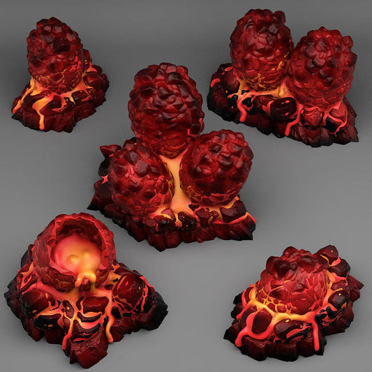 3D Printed Fantastic Plants and Rocks Magma Dragon Eggs 28mm - 32mm D&D Wargaming