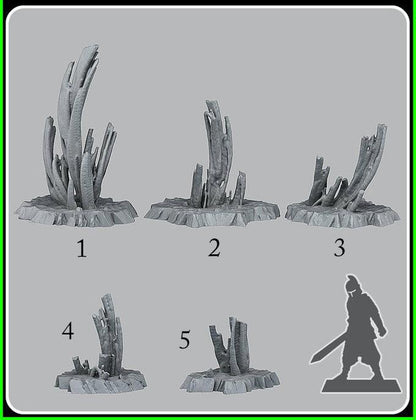 3D Printed Fantastic Plants and Rocks Martian Stalagmites 28mm - 32mm D&D Wargaming