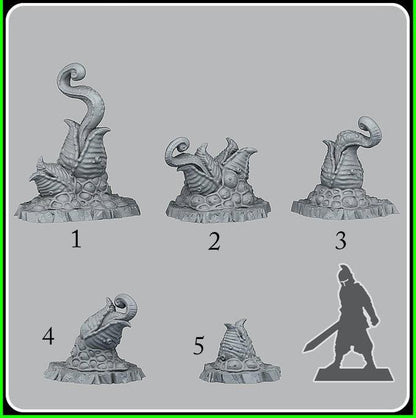 3D Printed Fantastic Plants and Rocks Mutant Plants 28mm - 32mm D&D Wargaming