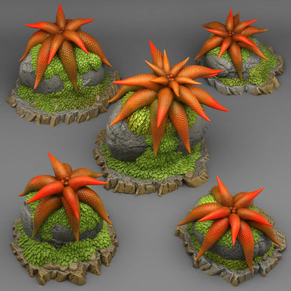 3D Printed Fantastic Plants and Rocks Mysterious Starfish Flowers 28mm - 32mm D&D Wargaming