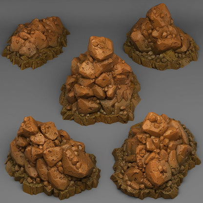 3D Printed Fantastic Plants and Rocks Natural Pile Of Rocks 28mm - 32mm D&D Wargaming