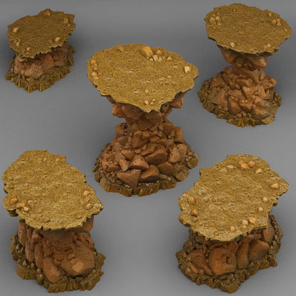 3D Printed Fantastic Plants and Rocks Natural Platform Stones 28mm - 32mm D&D Wargaming