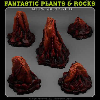 3D Printed Fantastic Plants and Rocks OLD HELL ROCKS 28mm - 32mm D&D Wargaming