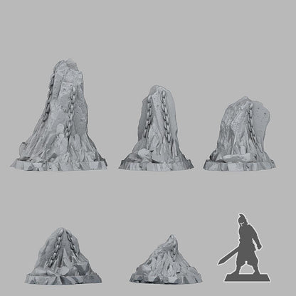 3D Printed Fantastic Plants and Rocks OLD HELL ROCKS 28mm - 32mm D&D Wargaming