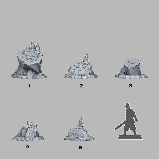 3D Printed Fantastic Plants and Rocks Occult Sacrifice Stones 28mm - 32mm D&D Wargaming