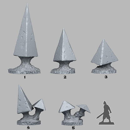 3D Printed Fantastic Plants and Rocks PYRAMID MUSHROOMS 28mm - 32mm D&D Wargaming
