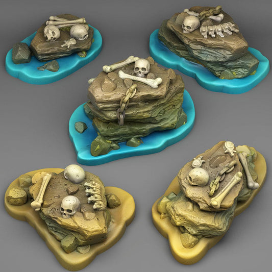 3D Printed Fantastic Plants and Rocks Pirates Stones 28mm - 32mm D&D Wargaming