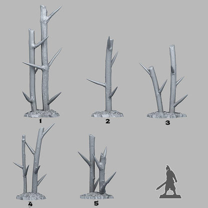 3D Printed Fantastic Plants and Rocks Pointy Dangerous Trees 28mm - 32mm D&D Wargaming