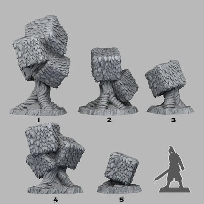 3D Printed Fantastic Plants and Rocks Red Queen's Trees 28mm - 32mm D&D Wargaming