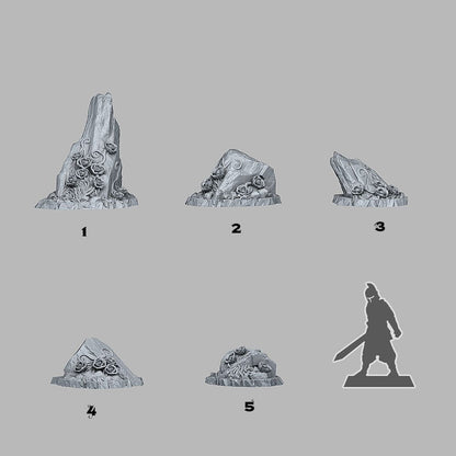3D Printed Fantastic Plants and Rocks Rocks Of Roses 28mm - 32mm D&D Wargaming