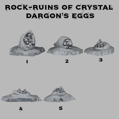 3D Printed Fantastic Plants and Rocks Ruins Of Crystal Dragon's Eggs 28mm - 32mm D&D Wargaming