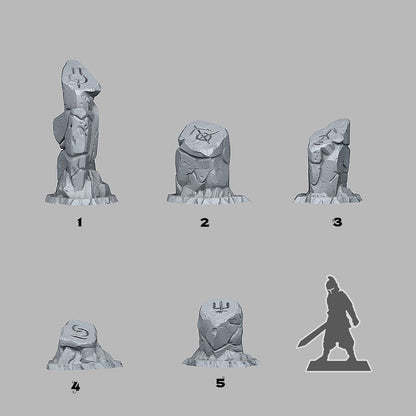 3D Printed Fantastic Plants and Rocks Sci Fi Glyph Stones 328mm - 32mm D&D Wargaming