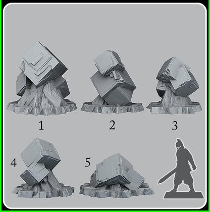 3D Printed Fantastic Plants and Rocks Scifi Cubic Stones 28mm - 32mm D&D Wargaming