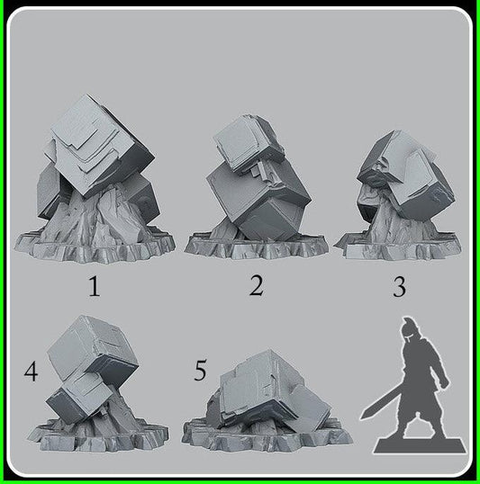 3D Printed Fantastic Plants and Rocks Scifi Cubic Stones 28mm - 32mm D&D Wargaming