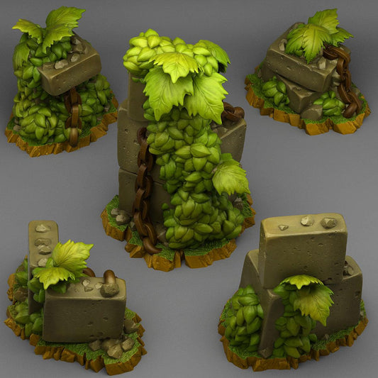 3D Printed Fantastic Plants and Rocks Spring Ruins 28mm - 32mm D&D Wargaming