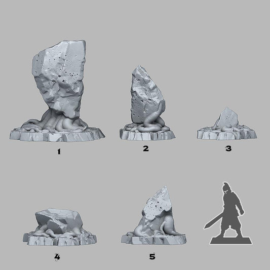 3D Printed Fantastic Plants and Rocks Squidstones 28mm - 32mm D&D Wargaming