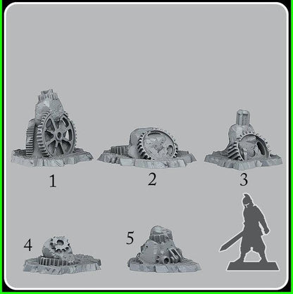 3D Printed Fantastic Plants and Rocks Steampunk Stones 28mm - 32mm D&D Wargaming
