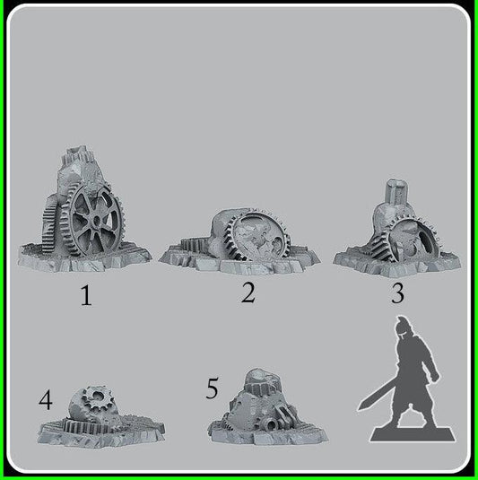 3D Printed Fantastic Plants and Rocks Steampunk Stones 28mm - 32mm D&D Wargaming