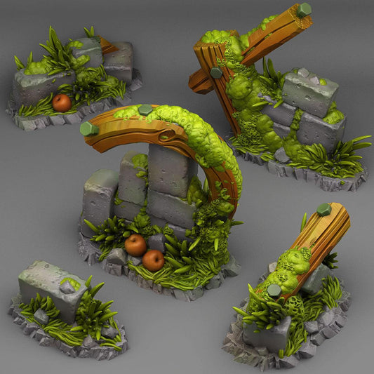 3D Printed Fantastic Plants and Rocks Summer Ruins 28mm - 32mm D&D Wargaming
