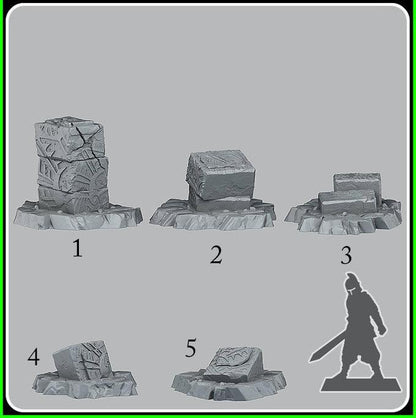 3D Printed Fantastic Plants and Rocks Temple Ruins 28mm - 32mm D&D Wargaming