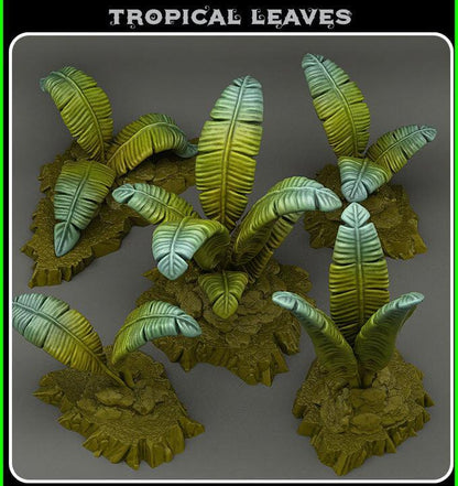 3D Printed Fantastic Plants and Rocks Tropical Leaves 28mm - 32mm D&D Wargaming