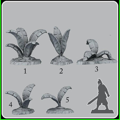 3D Printed Fantastic Plants and Rocks Tropical Leaves 28mm - 32mm D&D Wargaming