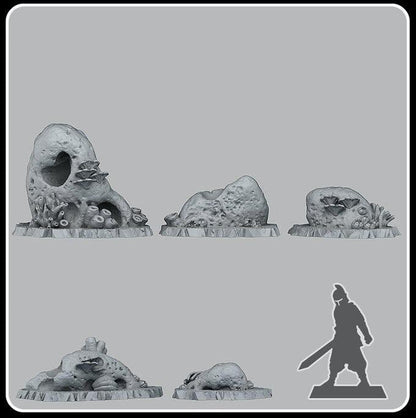 3D Printed Fantastic Plants and Rocks Underwater Stone Caves 28mm - 32mm D&D Wargaming
