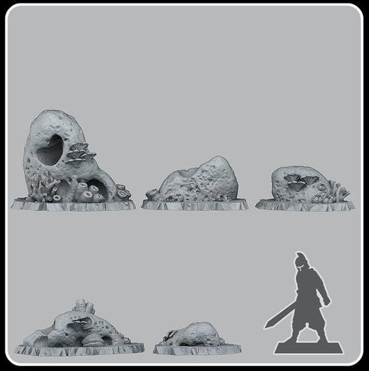3D Printed Fantastic Plants and Rocks Underwater Stone Caves 28mm - 32mm D&D Wargaming