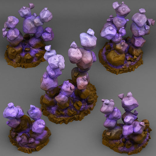 3D Printed Fantastic Plants and Rocks Zero Gravity Stones 28mm - 32mm D&D Wargaming