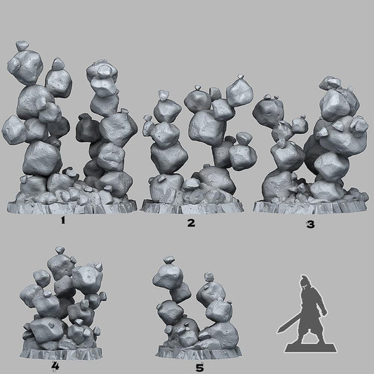 3D Printed Fantastic Plants and Rocks Zero Gravity Stones 28mm - 32mm D&D Wargaming