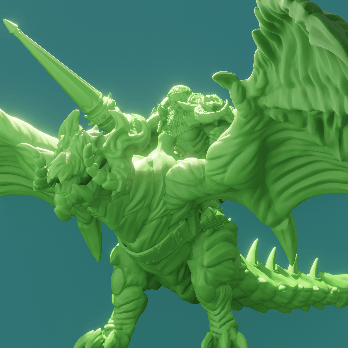 3D Printed Nafarrate Dragon Rider Orc Set Orcs Army 28 32 mm D&D