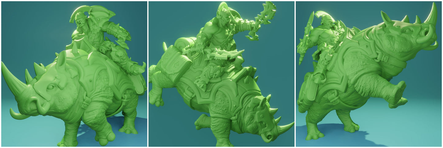 3D Printed Nafarrate Orcs Army Ankylosaurus Rider Orc Set 28 32 mm D&D