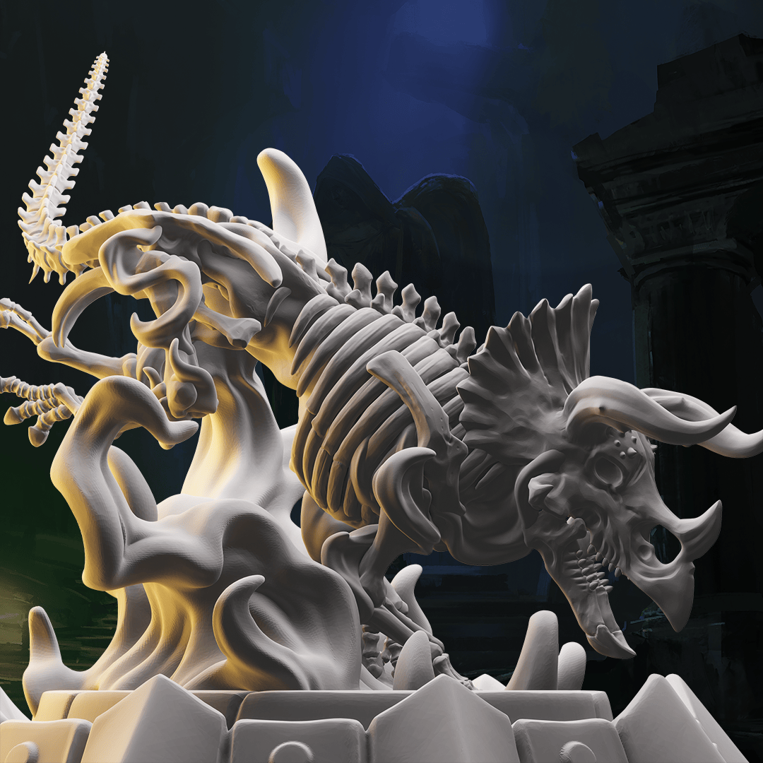 3D Printed Nafarrate Skeletons Army Skeletal Triceratops Set 28mm 32mm D&D