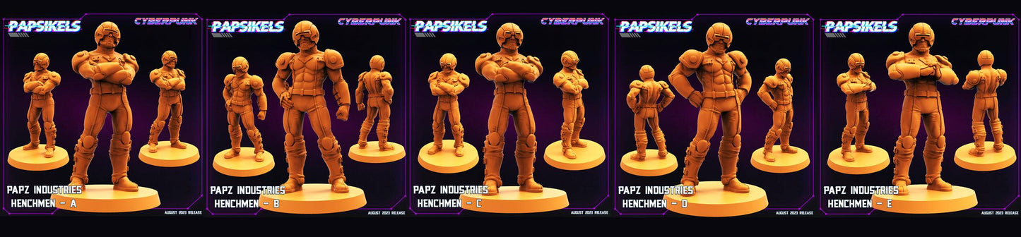 3D Printed Papsikels August 2023 - Cyberpunk Papz Industries Henchmen Set 28mm 32mm
