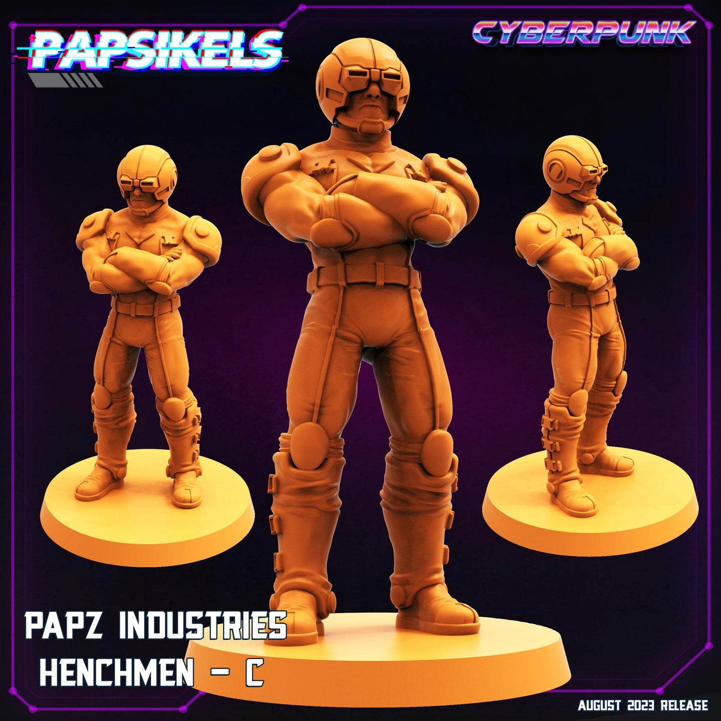 3D Printed Papsikels August 2023 - Cyberpunk Papz Industries Henchmen Set 28mm 32mm