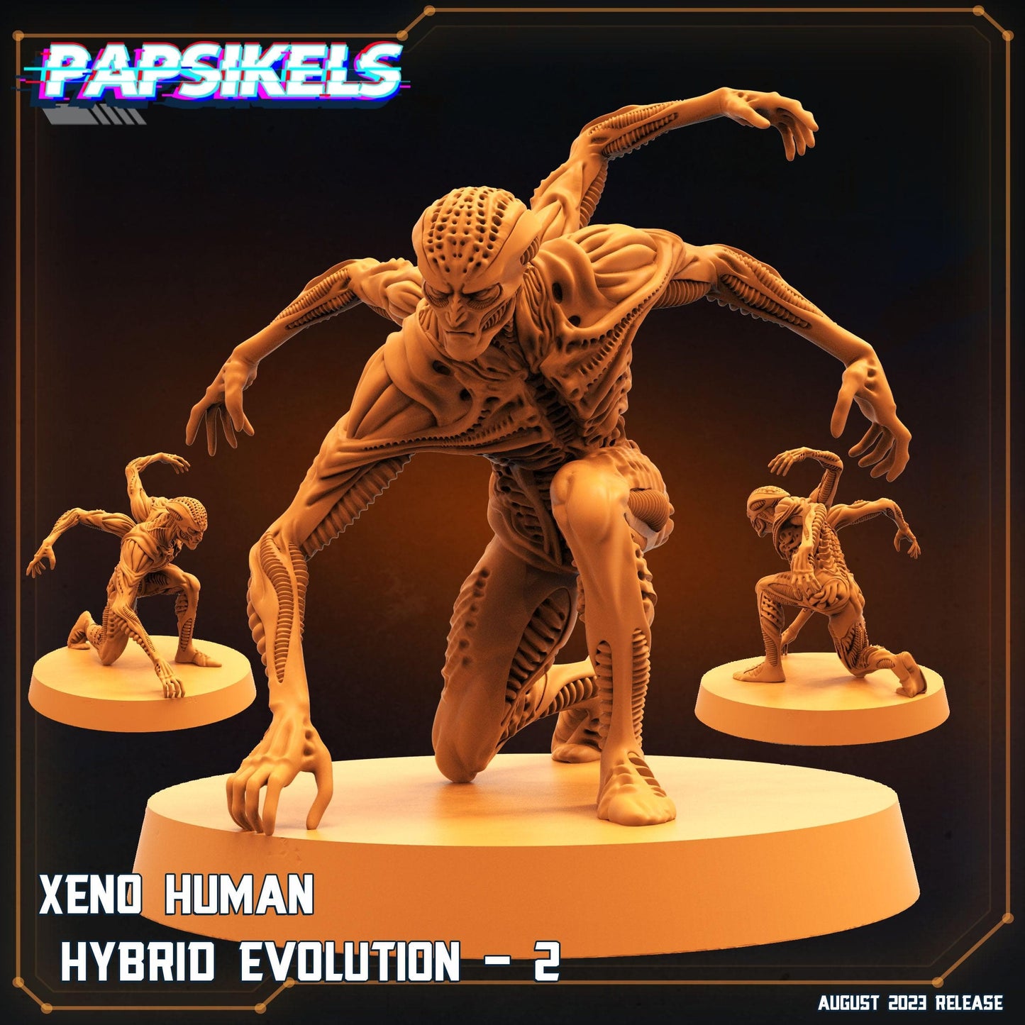 3D Printed Papsikels August 2023 - Xenowars Genesis Xeno Human Hybrid Evolution Set 28mm 32mm