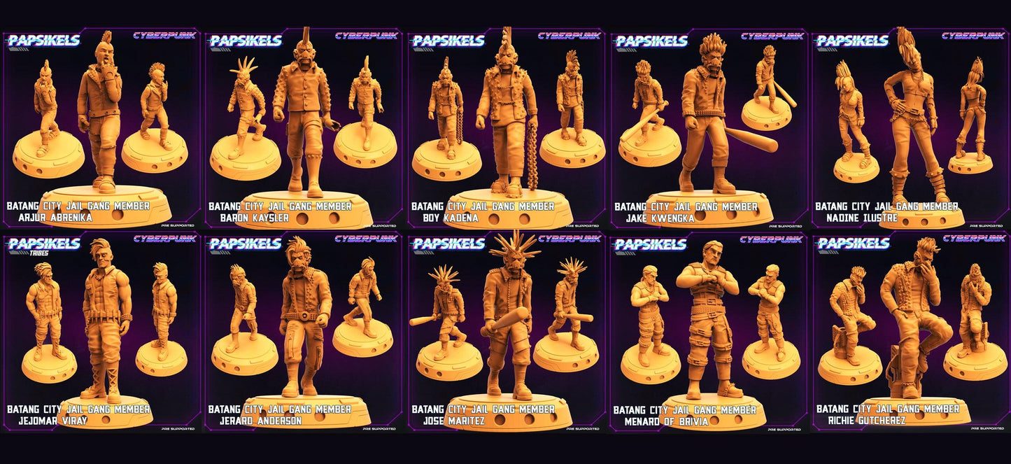 3D Printed Papsikels - Batang City Jail Gang Street Punk Set - 28mm 32mm