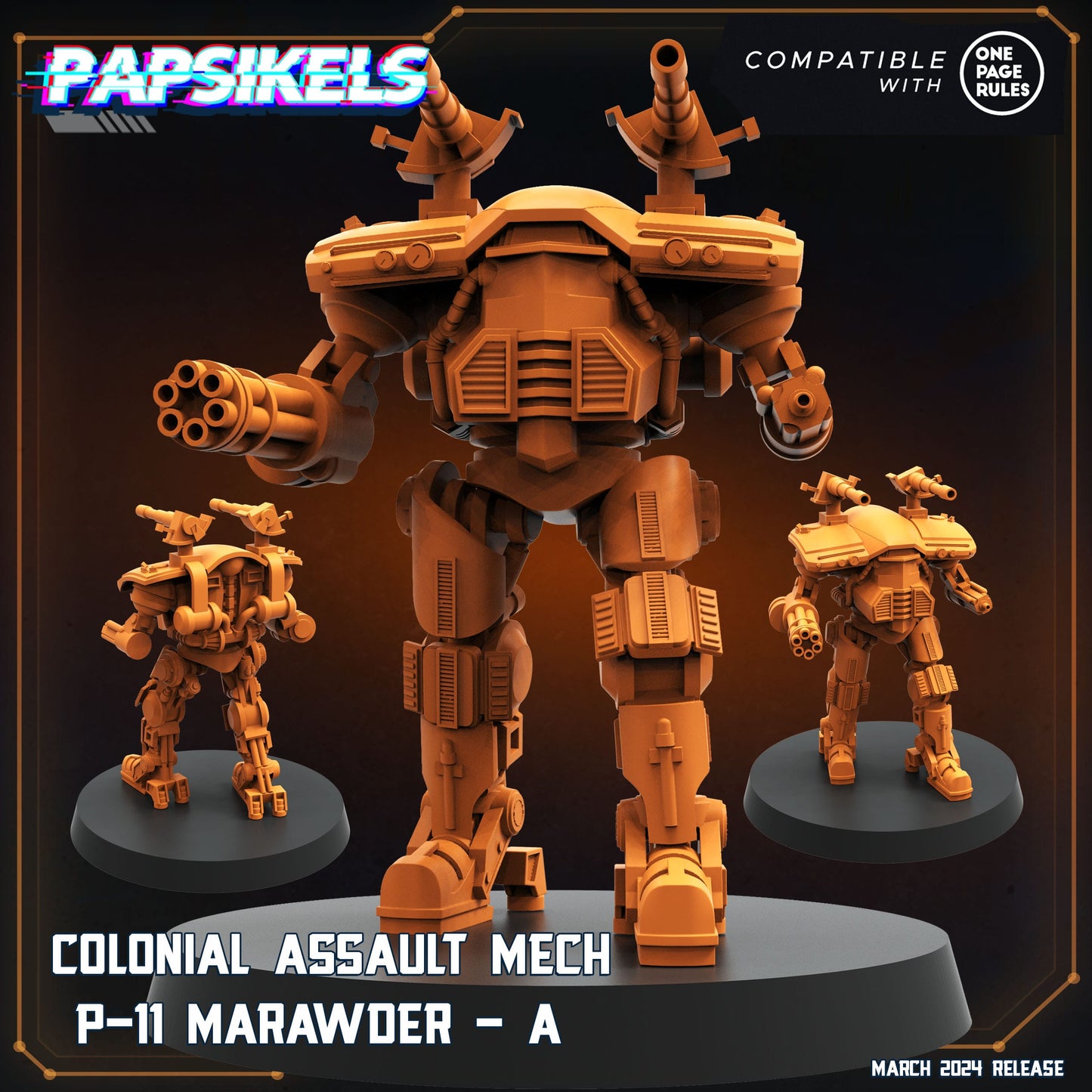 3D Printed Papsikels Colonial Assault Mech P11 Set 28mm 32mm