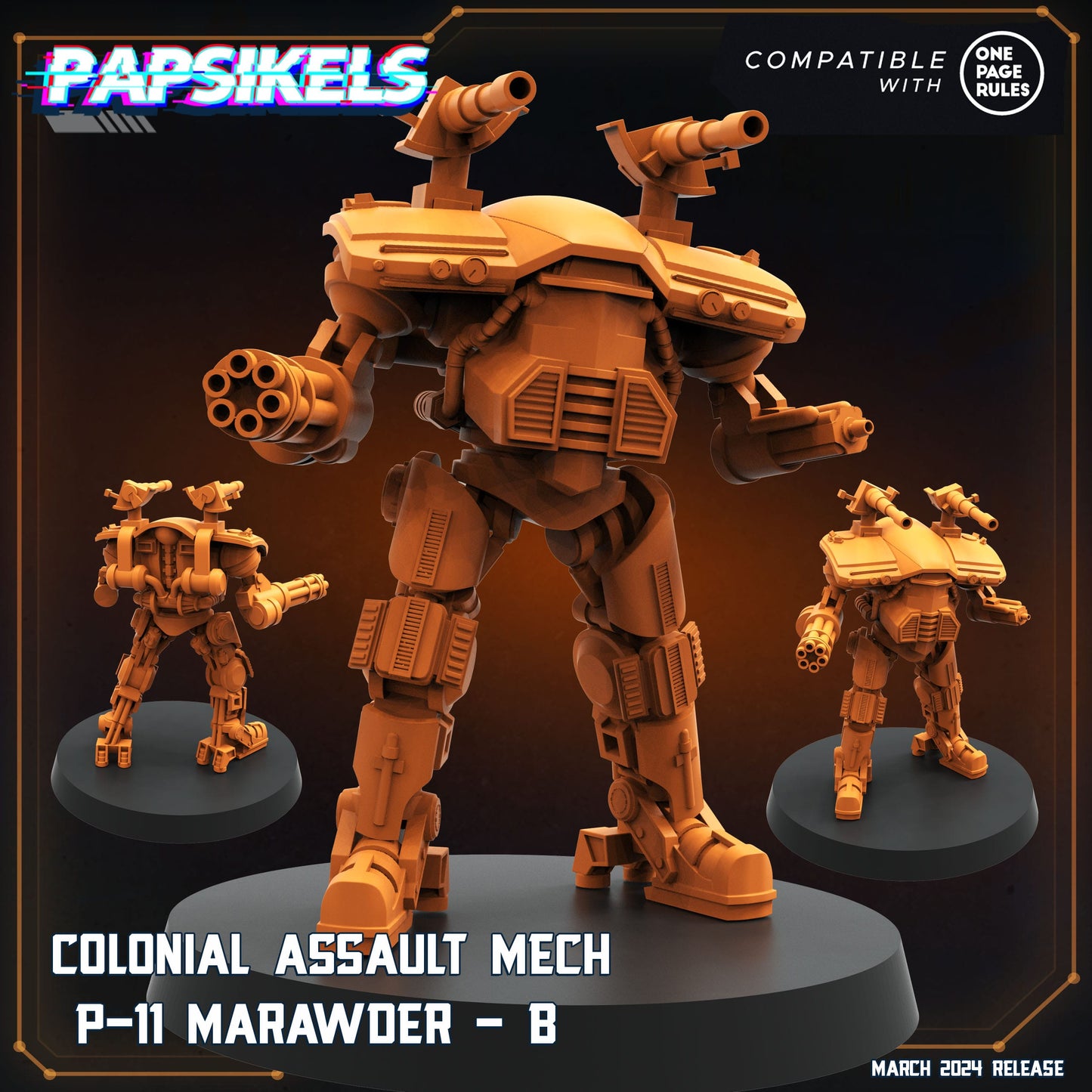 3D Printed Papsikels Colonial Assault Mech P11 Set 28mm 32mm