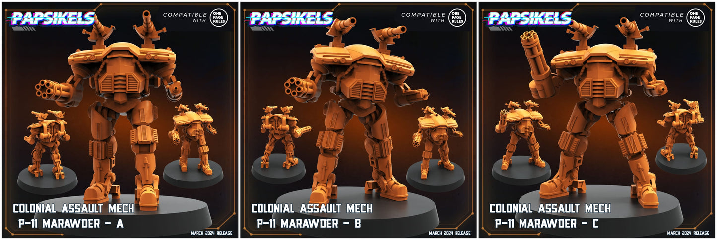 3D Printed Papsikels Colonial Assault Mech P11 Set 28mm 32mm
