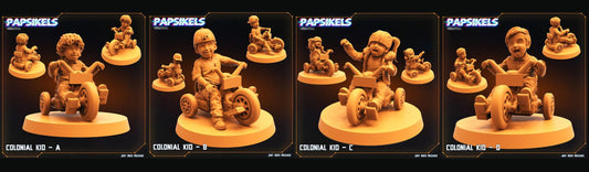 3D Printed Papsikels - Colonial Kids - 28mm 32mm