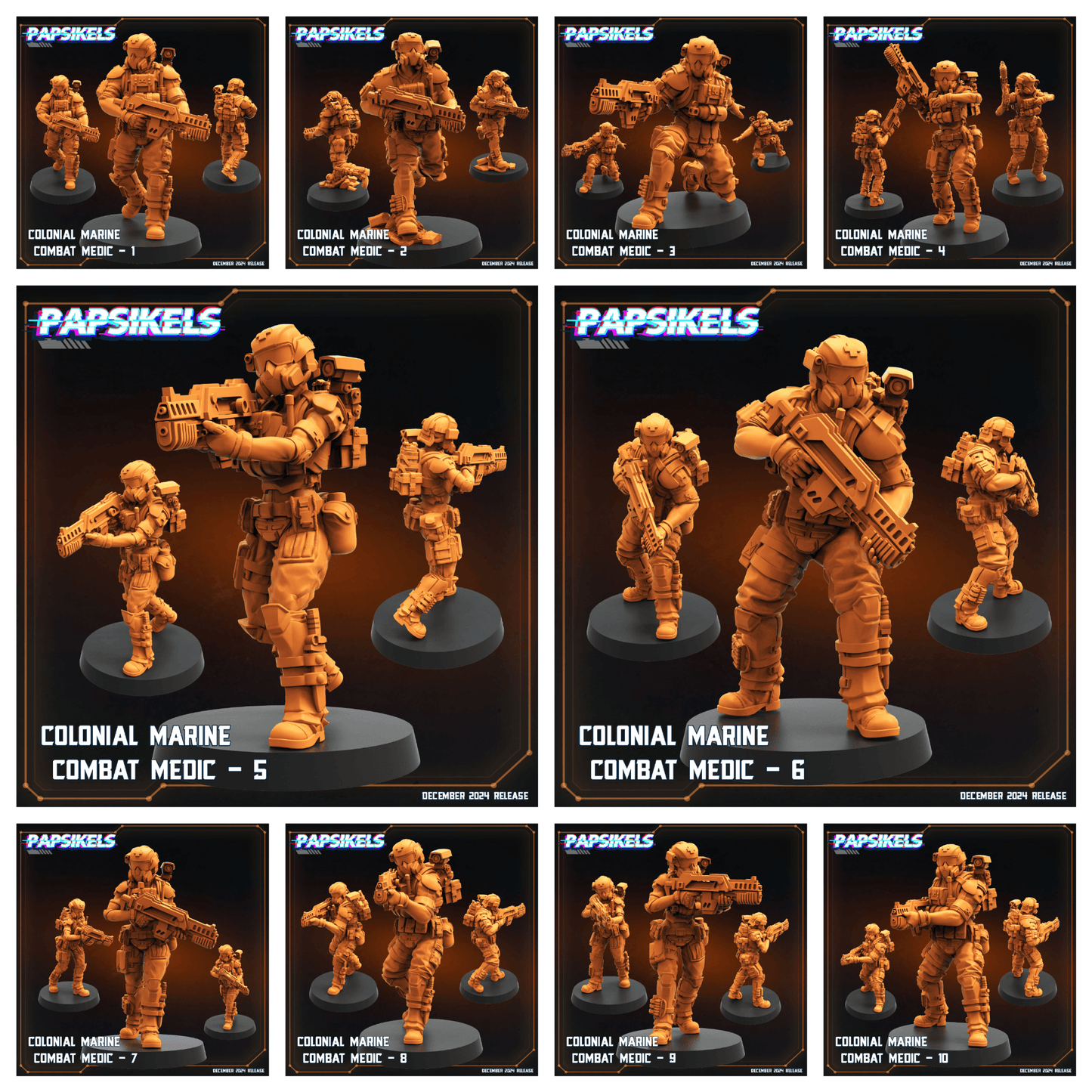 3D Printed Papsikels Colonial Marine Combat Medic Team Dec. 2024 SciFi 28mm 32mm