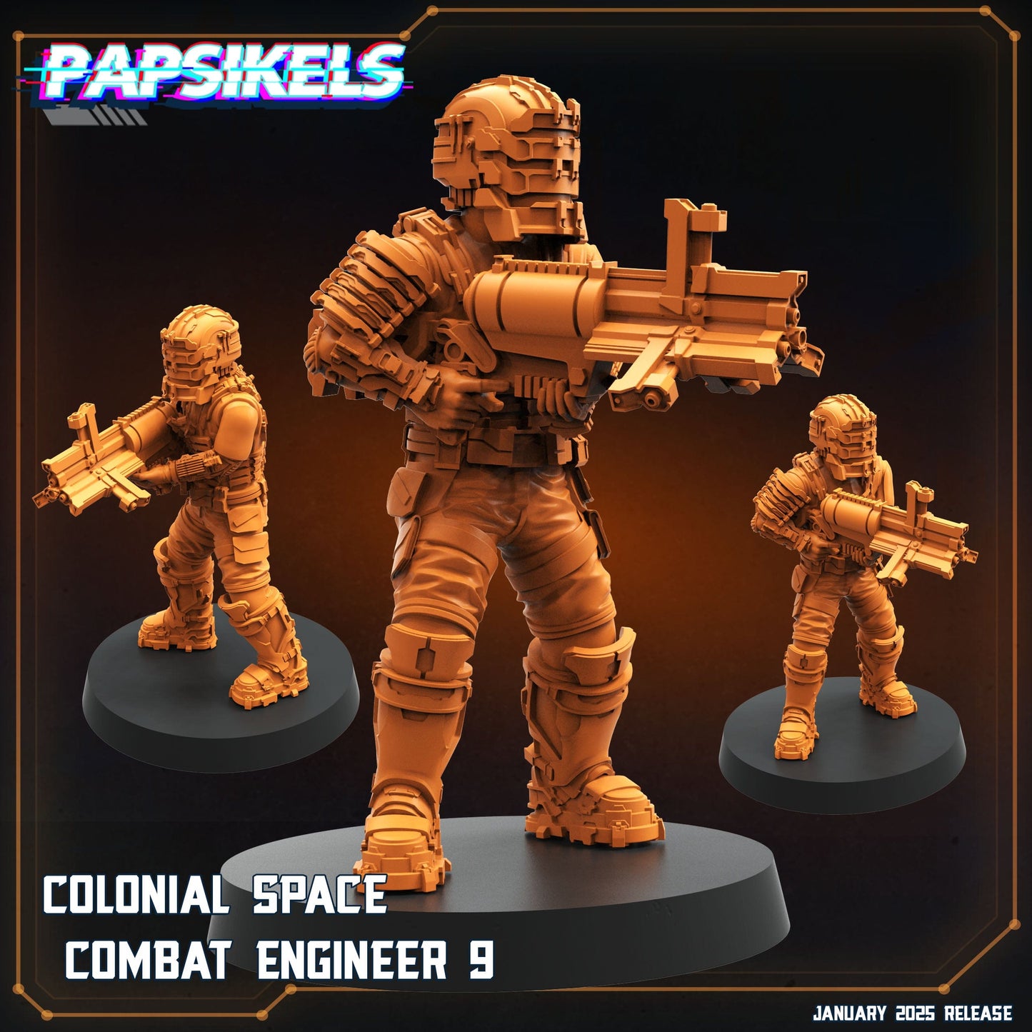 3D Printed Papsikels Colonial Space Combat Engineers Set January 2025 - Scifi 28mm 32mm