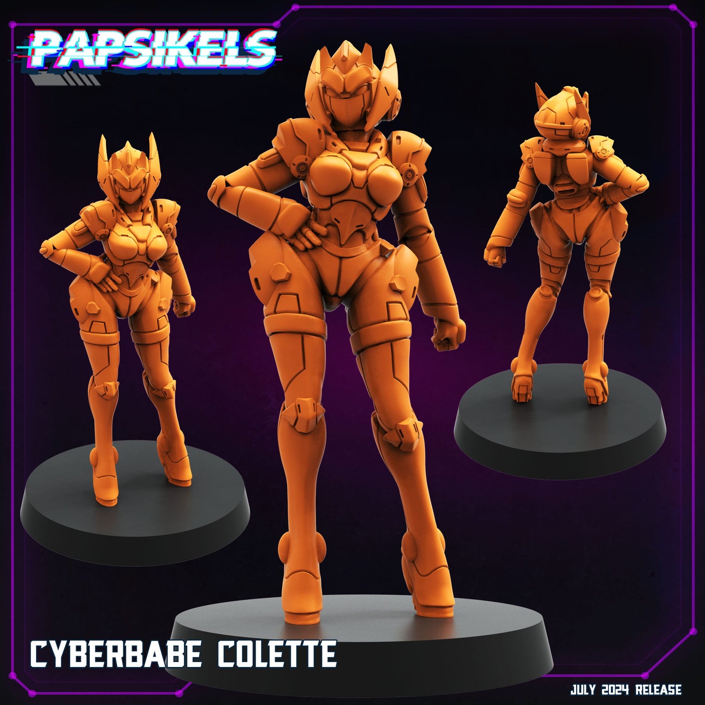 3D Printed Papsikels Cyberbabe Set 2 July 2024 Cyberpunk 28mm 32mm