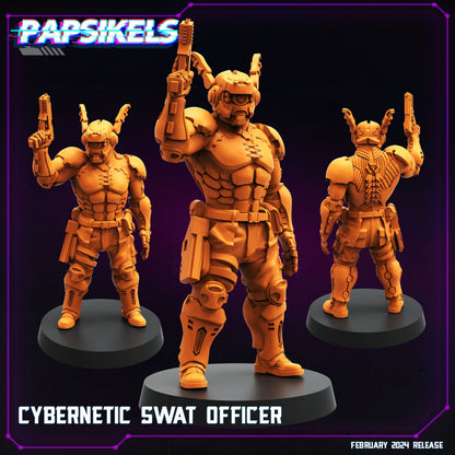 3D Printed Papsikels Cybernetic Swat Officer February 2025 Cyberpunk 28mm 32mm